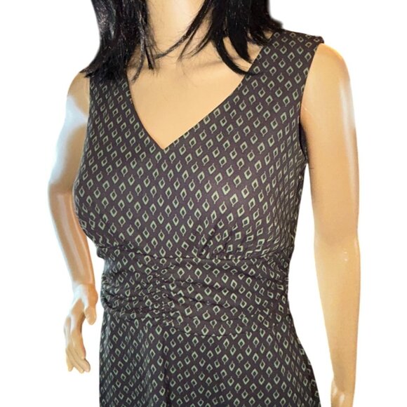 LOFT Petites Sleeveless Geo Print Dress in Brown/Green Size 6P - Picture 8 of 9